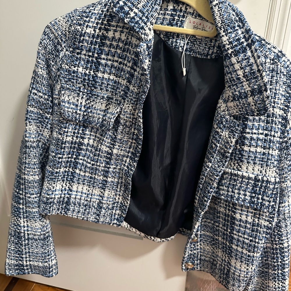 Blue and White Tweed Jacket